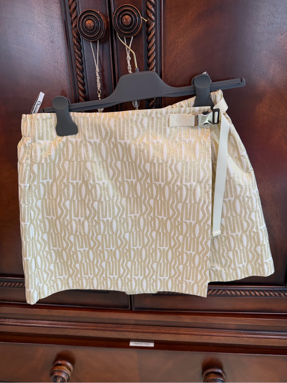 Dior Cream Logo Jacquard Mini Skort with Side Buckle Strap